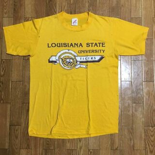 80～90s USA製 university タイガー 黄色 M Tシャツ(Tシャツ/カットソー(半袖/袖なし))