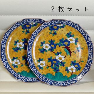 九谷焼　第一陶器　花鳥図 角小鉢　5枚セット　和食器　絵皿　黄地色絵 角皿