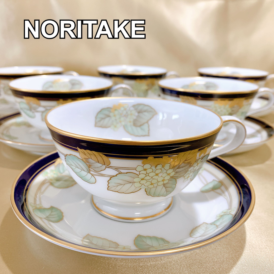 Noritake(ノリタケ)の【レア】ノリタケ　アメジストデュー　カップ＆ソーサー　金彩　6客セット インテリア/住まい/日用品のキッチン/食器(食器)の商品写真