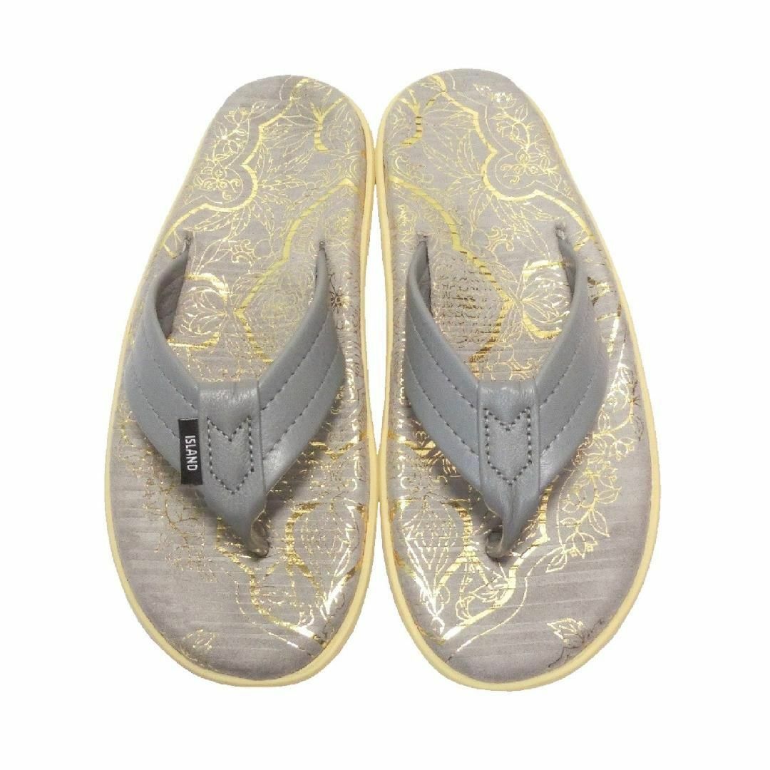 ISLAND SLIPPER(アイランドスリッパ)の♀【新品】アイランドスリッパ サンダル 5 グレー系 和柄 レディースの靴/シューズ(サンダル)の商品写真