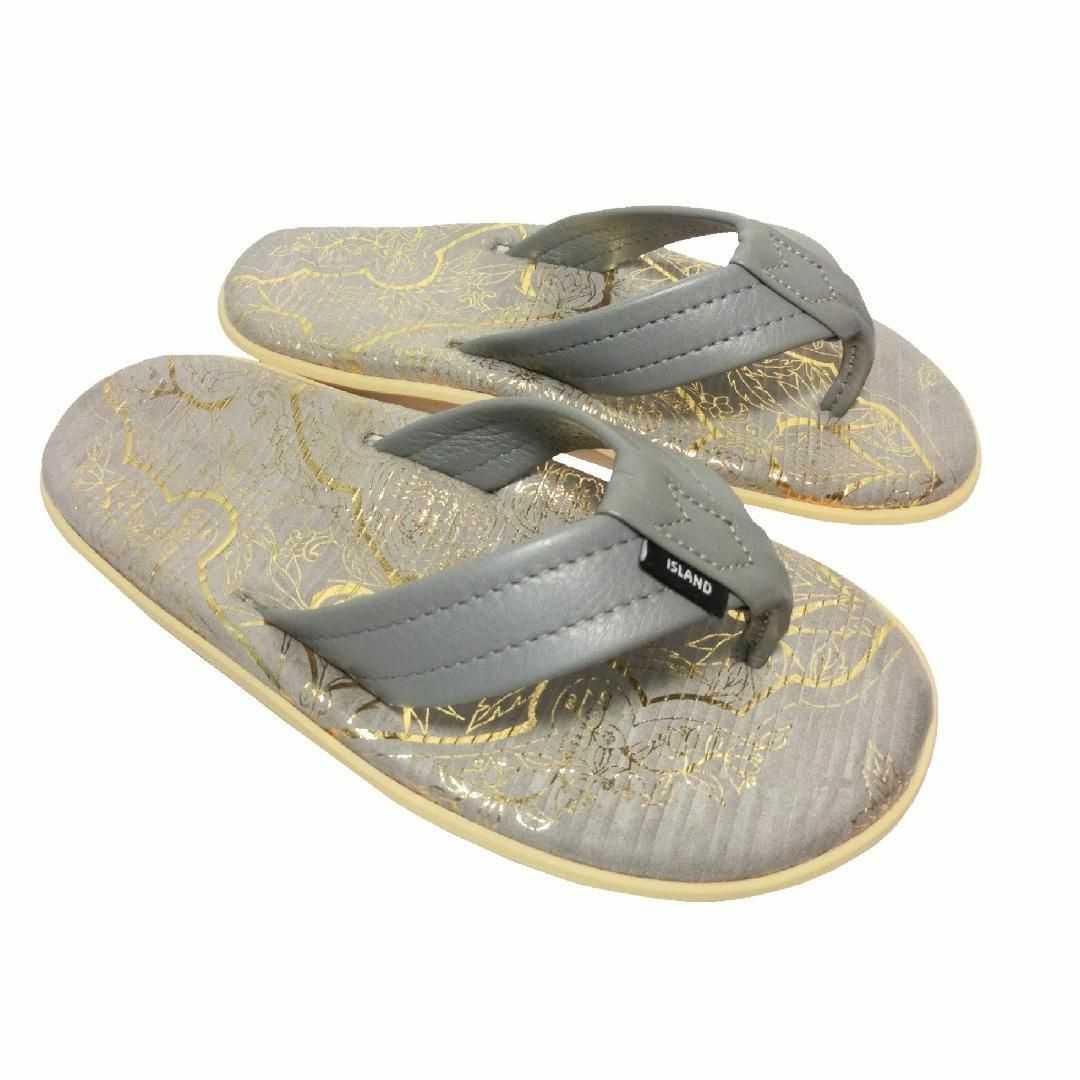 ISLAND SLIPPER(アイランドスリッパ)の♀【新品】アイランドスリッパ サンダル 5 グレー系 和柄 レディースの靴/シューズ(サンダル)の商品写真