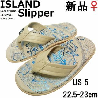 アイランドスリッパ(ISLAND SLIPPER)の♀【新品】アイランドスリッパ サンダル 5 ベージュ系 和柄(サンダル)