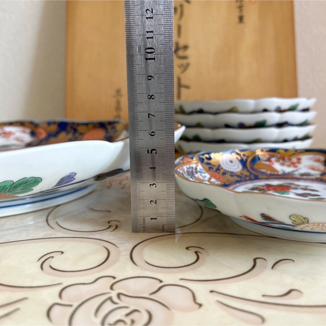 有田焼 賞美堂 其泉窯 琳派古伊万里様式 盛皿と和皿5枚のセット 大皿 中皿