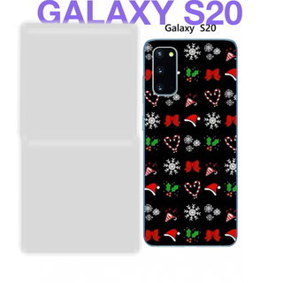 ギャラクシー(Galaxy)のGALAXY S20 クリスマス 黒 サンタ 雪 結晶 ケース リボン(Androidケース)