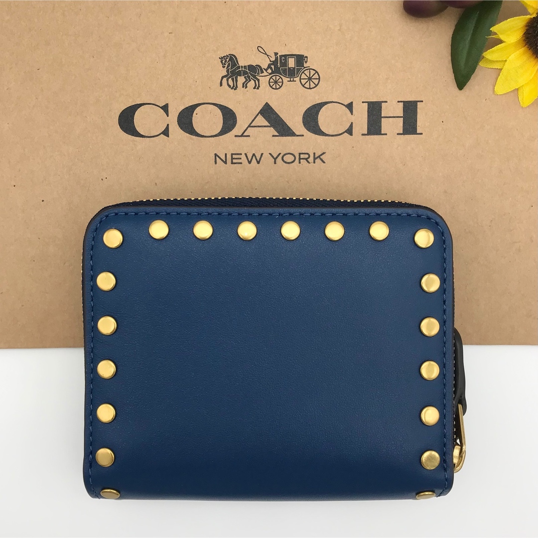 COACH 財布 ★大人気★ ビルフォールド ウォレット リベット ブルー 新品