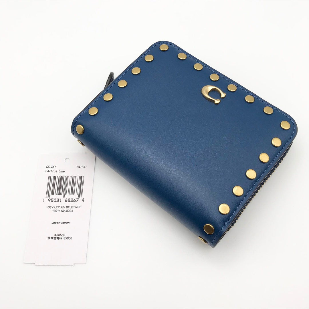 COACH 財布 ★大人気★ ビルフォールド ウォレット リベット ブルー 新品