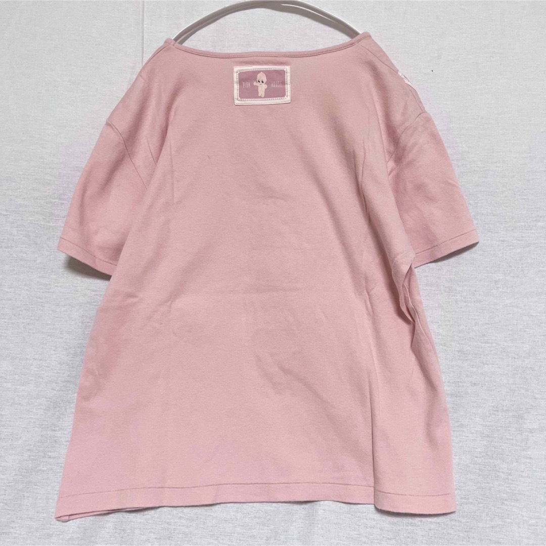 PINK HOUSE(ピンクハウス)の希少 キューピー★ピンクハウス ワッペン パッチワーク刺繍 Tシャツ 薄ピンク レディースのトップス(Tシャツ(半袖/袖なし))の商品写真