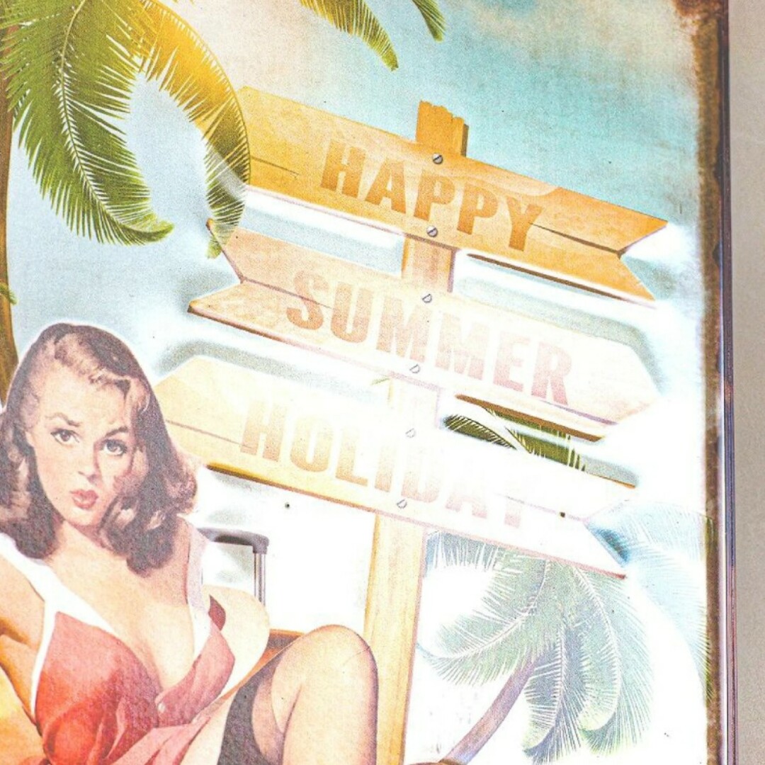 デザイン看板40】セクシーガール 海☆1000種類☆壁掛け置物ok!金属