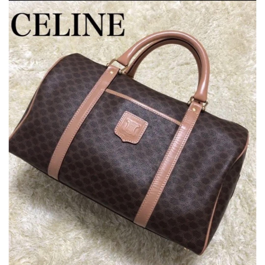 セリーヌ celine マカダム柄ブラゾンデ刻印ボストンバッグ ヴィンテージ