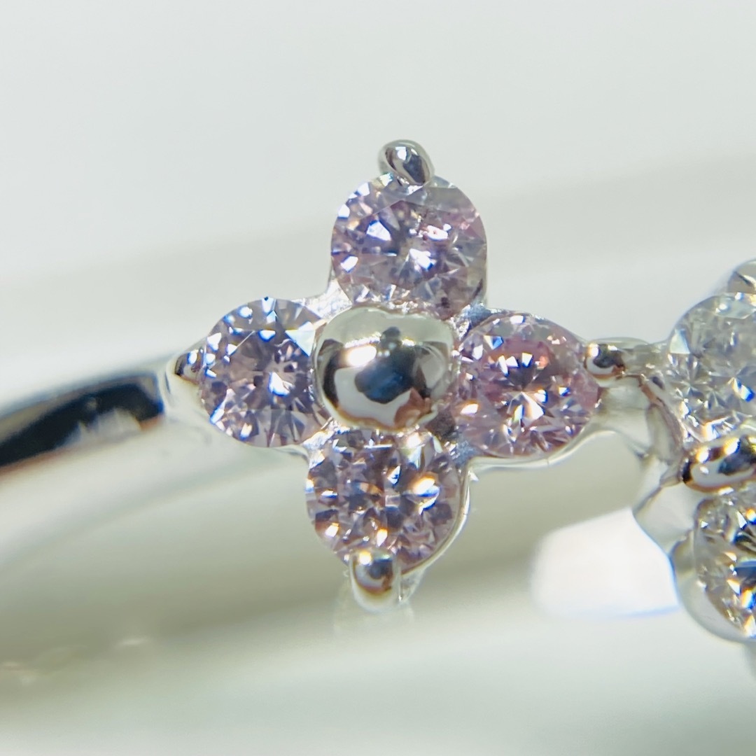 美品 Pt900 ピンクダイヤモンド/ダイヤモンド リング レディースのアクセサリー(リング(指輪))の商品写真