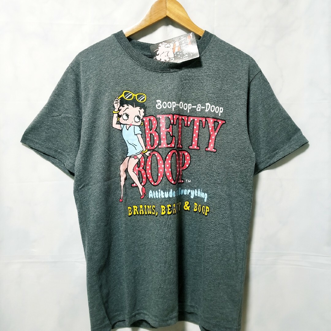 Betty Boop(ベティブープ)のベティーブープ ベティちゃん 服  新品　半袖 Tシャツ　ダークグレー メンズのトップス(Tシャツ/カットソー(半袖/袖なし))の商品写真