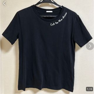 ジーユー(GU)のGU ジーユー　レディース　Tシャツ　黒　ブラック(Tシャツ(半袖/袖なし))