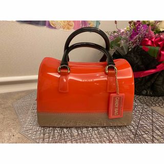 フルラ(Furla)の美品　フルラ　キャンディバッグ　FURLA クリアピンク　クリアベージュ(ハンドバッグ)