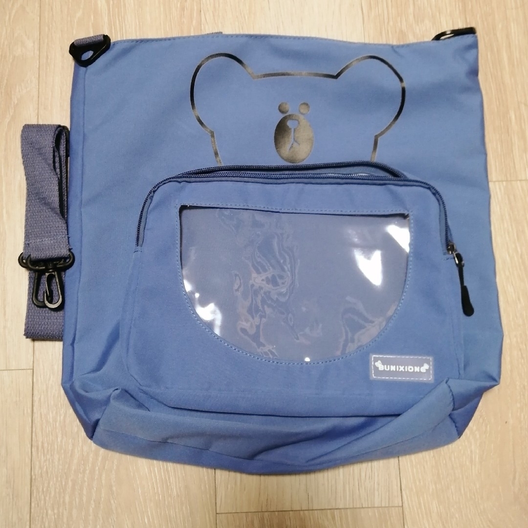 韓国風可愛いクマさんの痛バッグ 見せバッグ♡透明トートバッグ 推し活 A4 青 レディースのバッグ(トートバッグ)の商品写真