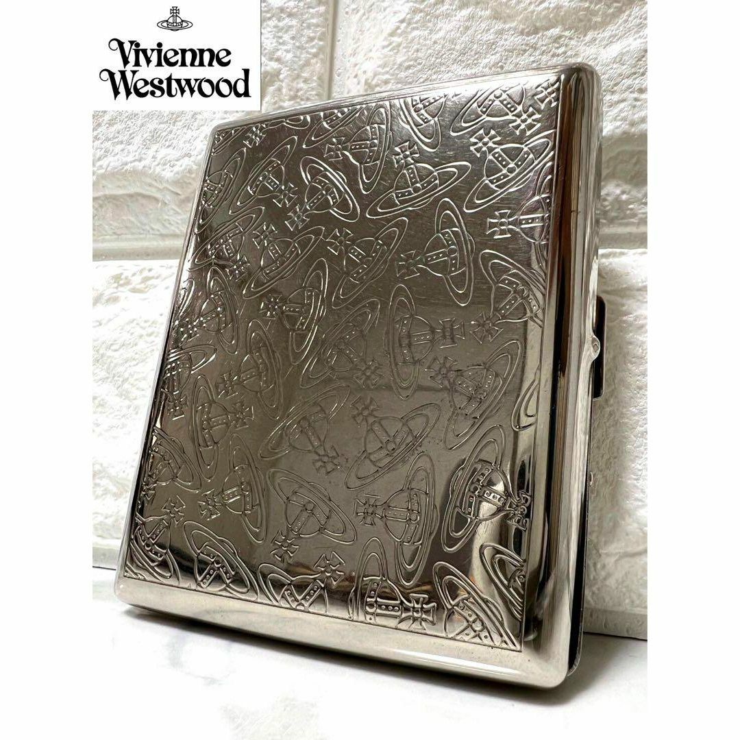 Vivienne Westwood(ヴィヴィアンウエストウッド)のヴィヴィアンウエストウッド　シガレットケース　オーブ総柄　刻印　シルバー　メタル メンズのファッション小物(タバコグッズ)の商品写真