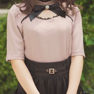 ロジータ(ROJITA)のROJITA スタンドカラー胸開きテレコTOPS トップス(カットソー(半袖/袖なし))