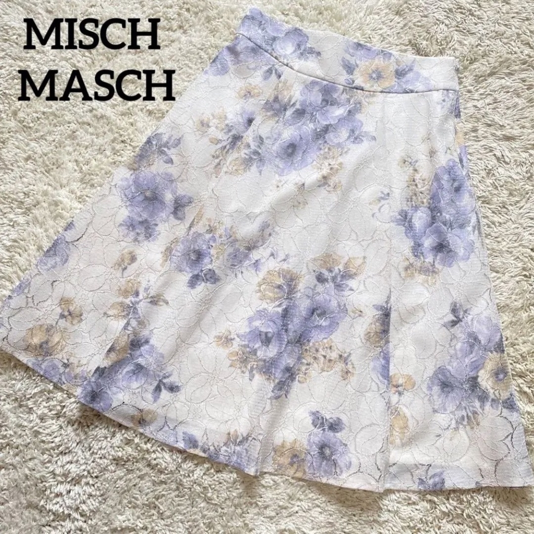 MISCH MASCH(ミッシュマッシュ)の美品✨️MISCH MASCH（ミッシュマッシュ） ジャガードレース花柄スカート レディースのスカート(ひざ丈スカート)の商品写真