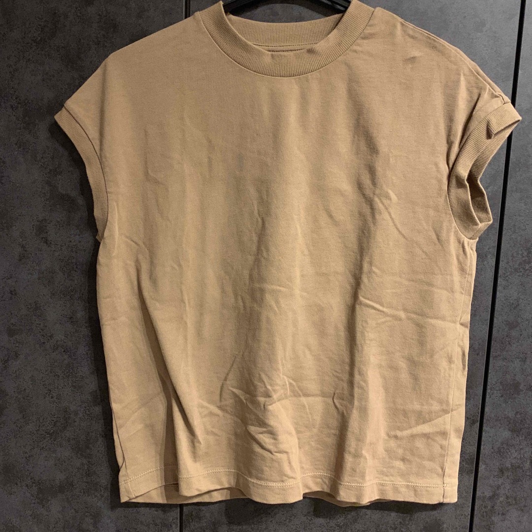 MUJI (無印良品)(ムジルシリョウヒン)の無印 太番手天竺編みフレンチスリーブTシャツ M ブラウン レディースのトップス(Tシャツ(半袖/袖なし))の商品写真