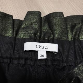 UN3D. アンスリード【美品】メタリックリネンパンツ ワイド ギャザー