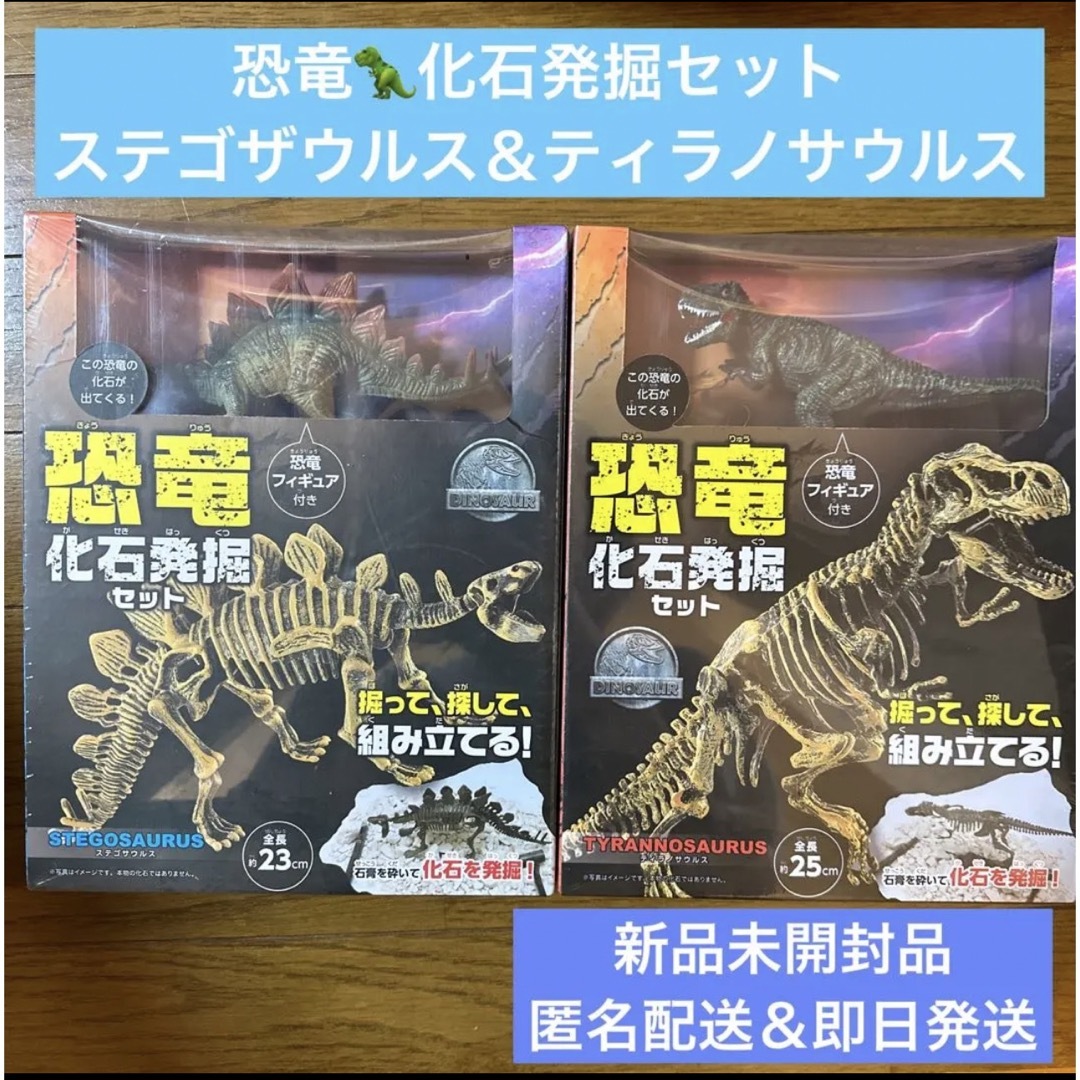 恐竜　化石発掘セット　フィギュア　ティラノサウルス　ステゴサウルス　新品未開封 エンタメ/ホビーのおもちゃ/ぬいぐるみ(その他)の商品写真