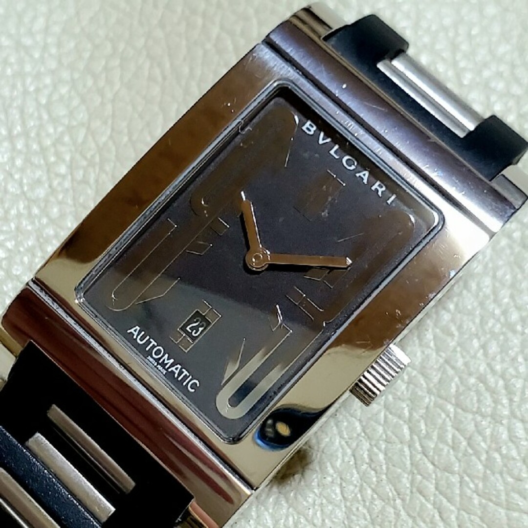 BVLGARI - BVLGARI ブルガリ レッタンゴロ RT45S ブラック 自動 BVLGARI - BVLGARI ブルガリ レッタンゴロ RT45S ブラック 自動