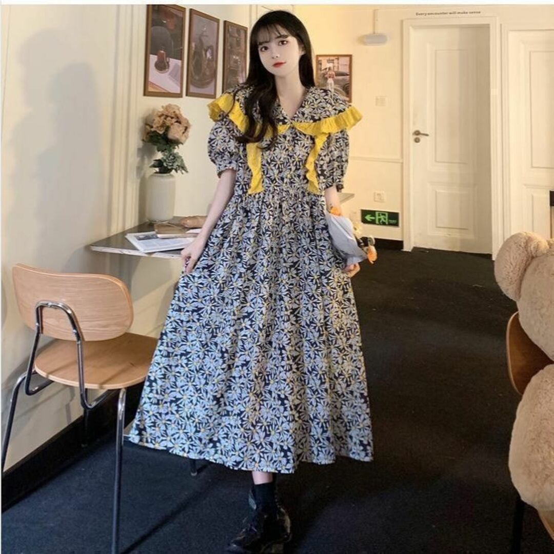 大きいサイズ レディース 春夏 ワンピース 花柄 襟付き 半袖の 大きいサイズ レディース 春夏 ワンピース 花柄 襟付き 半袖の
