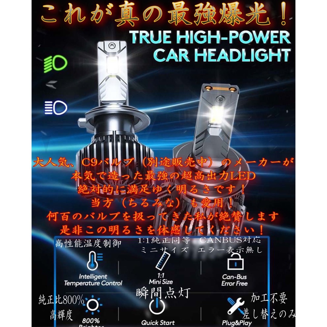 H1 LED ヘッドライト バルブ 究極爆光 75A 150w 6000k 6