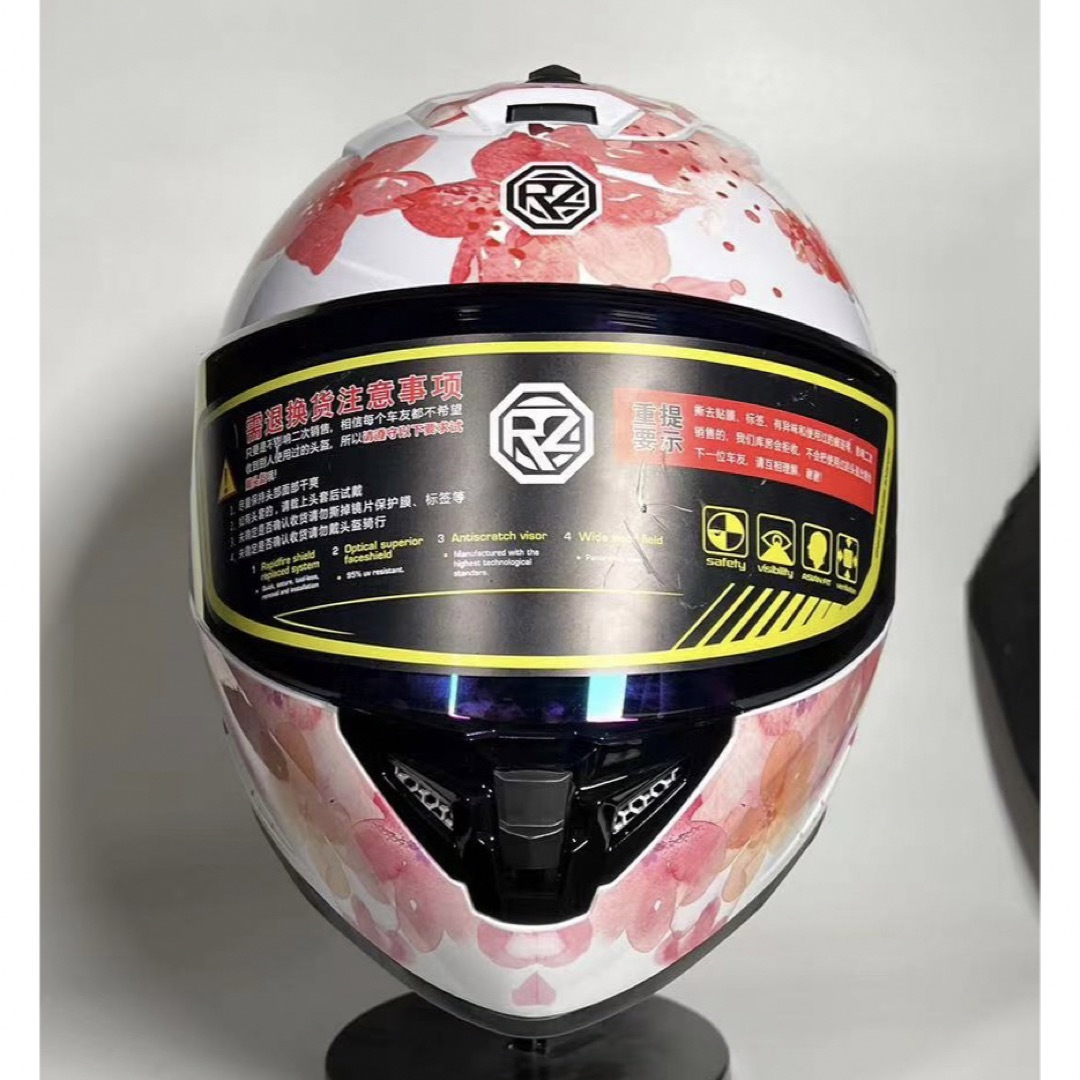 人気NEWモデル桜柄ホワイトヘルメットフルフェイスヘルメットレディースヘルメット 自動車/バイクのバイク(ヘルメット/シールド)の商品写真