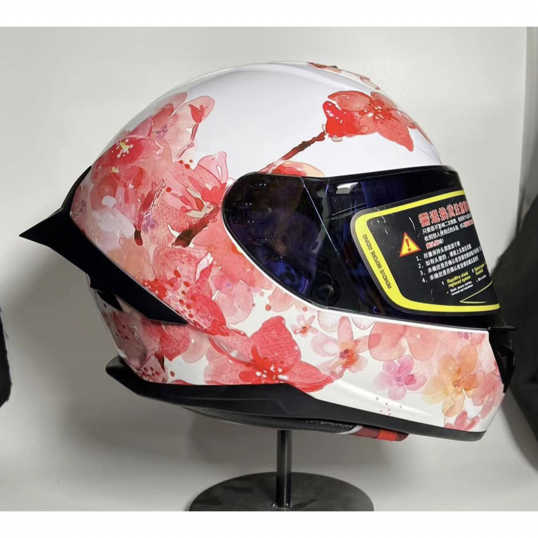 人気NEWモデル桜柄ホワイトヘルメットフルフェイスヘルメットレディースヘルメット 自動車/バイクのバイク(ヘルメット/シールド)の商品写真