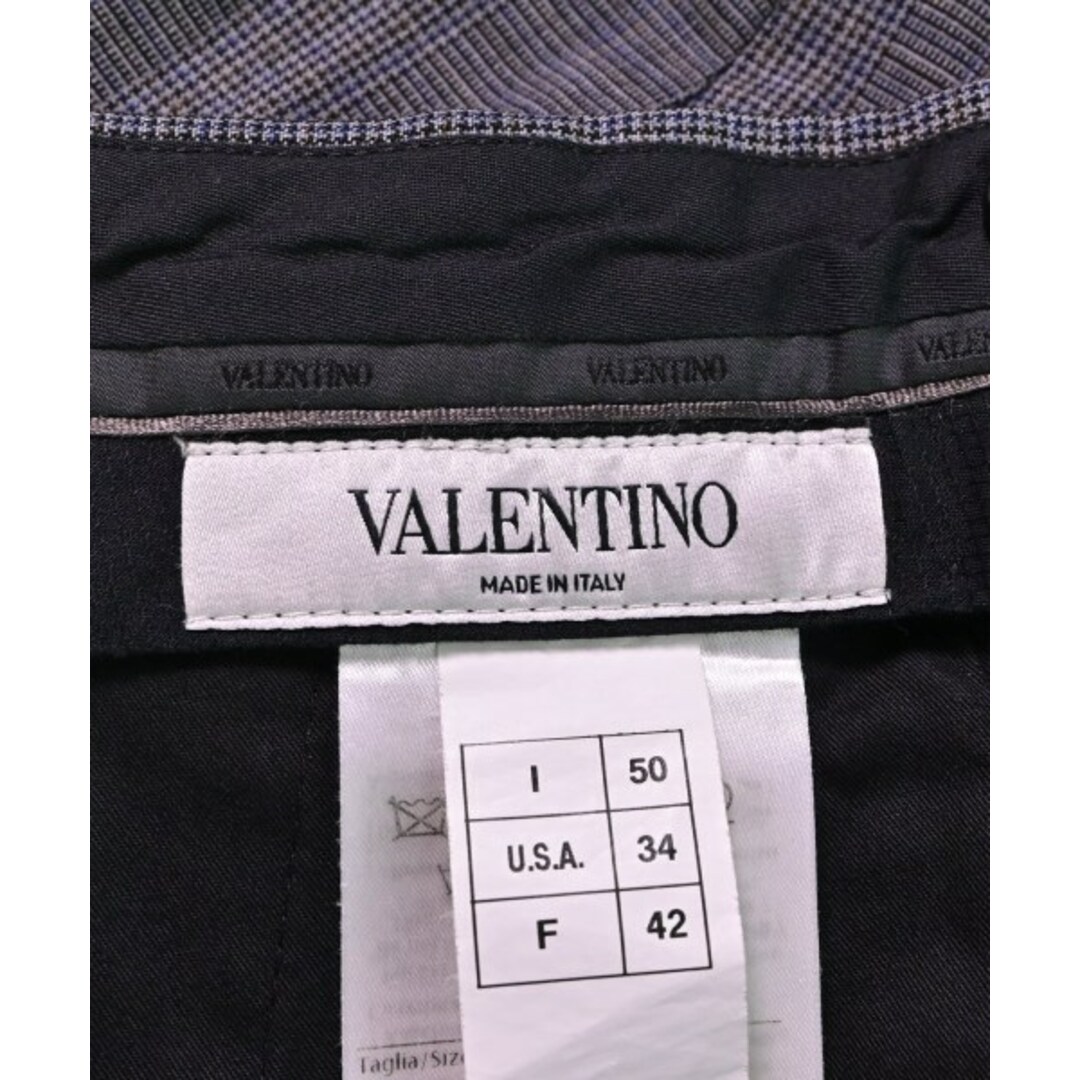 VALENTINO スラックス 50(XL位) ブルーグレー系(チェック) 【古着】【中古】