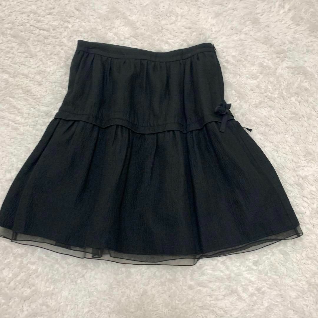 美品 フォクシー FOXEY シルク フレア ブラック スカート 38 美品 フォクシー FOXEY シルク フレア ブラック スカート 38