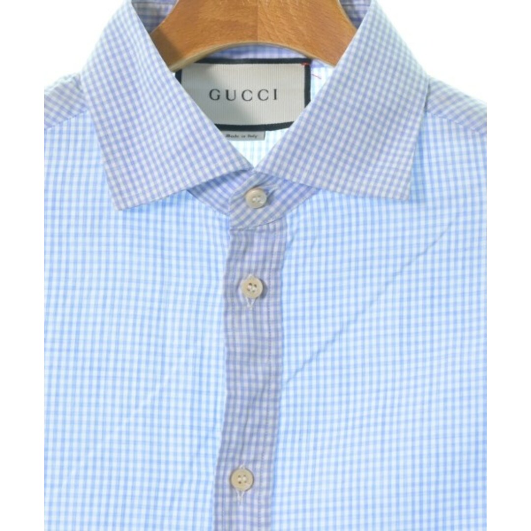 Gucci - GUCCI グッチ ドレスシャツ 39(M位) 青x白(チェック) 【古着