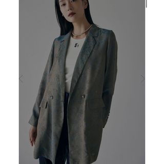 アメリヴィンテージ(Ameri VINTAGE)のAmeri / MEDI ALICIA JACQUARD JACKET ブルー(テーラードジャケット)