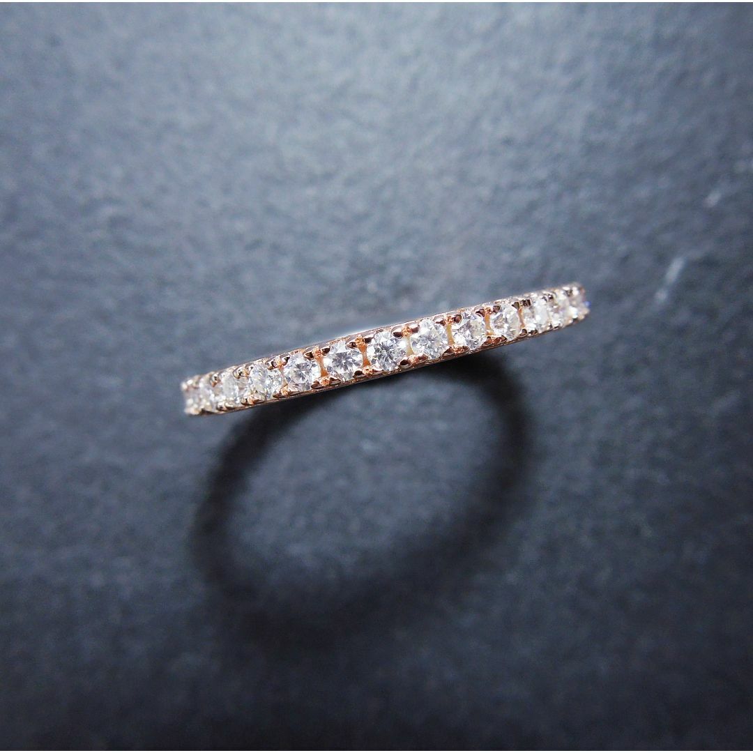 約15.25号 K18GP ゴールド モアサナイト ハーフエタニティリング 指輪人工ダイヤモンド