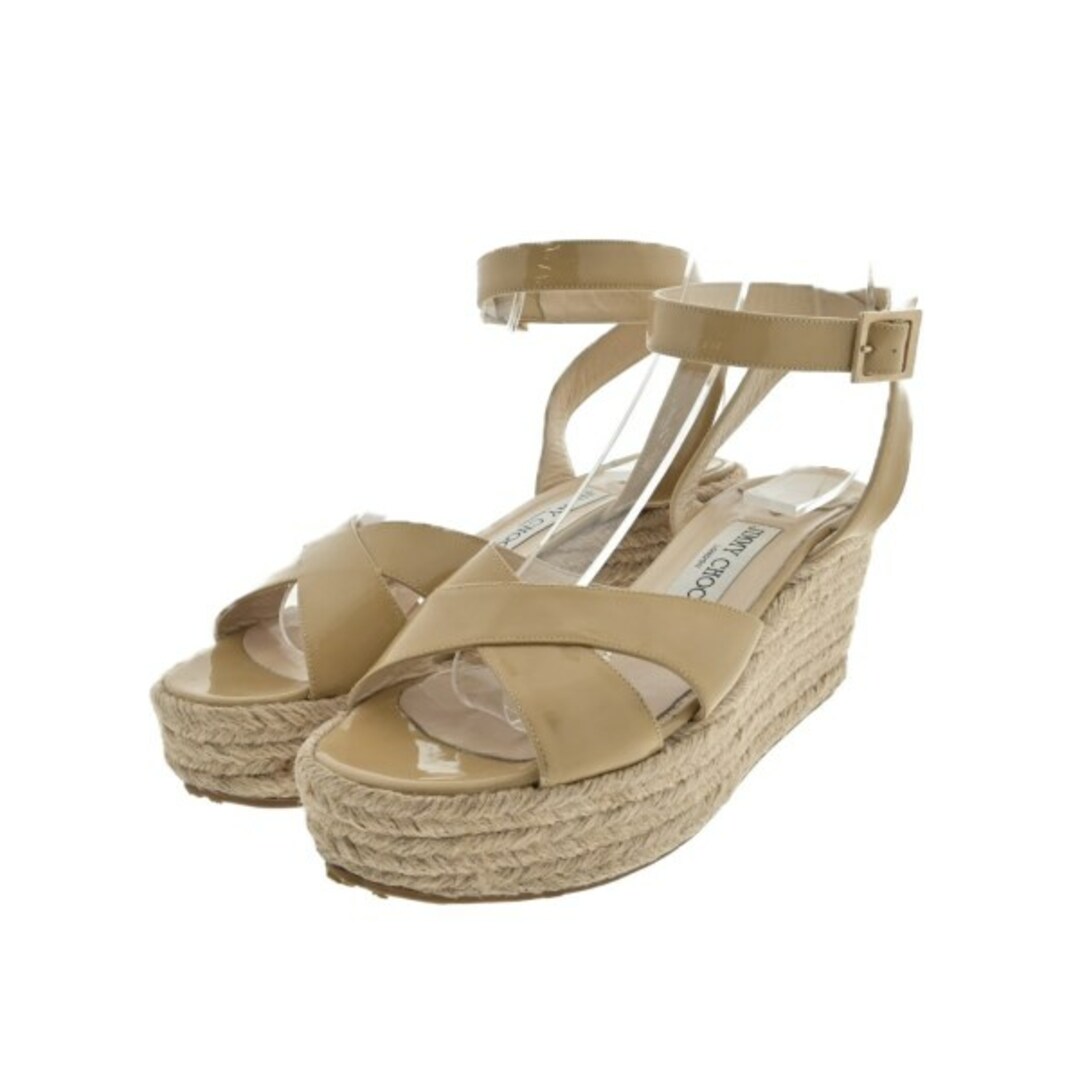 JIMMY CHOO サンダル EU38(24.5cm位) ベージュ - サンダル