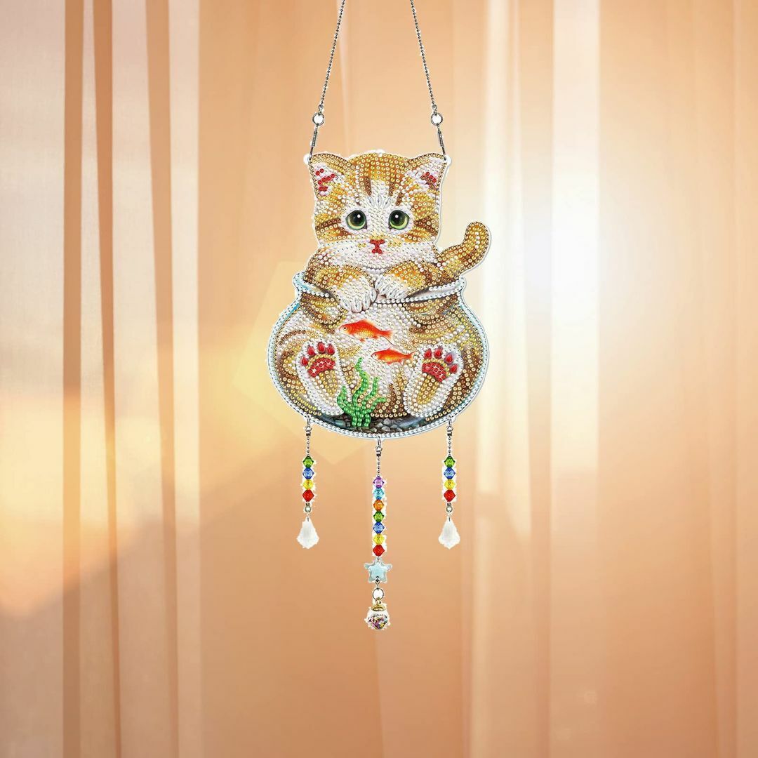 ダイヤモンドアート 猫 ダイヤモンドアート キット DIY 風鈴