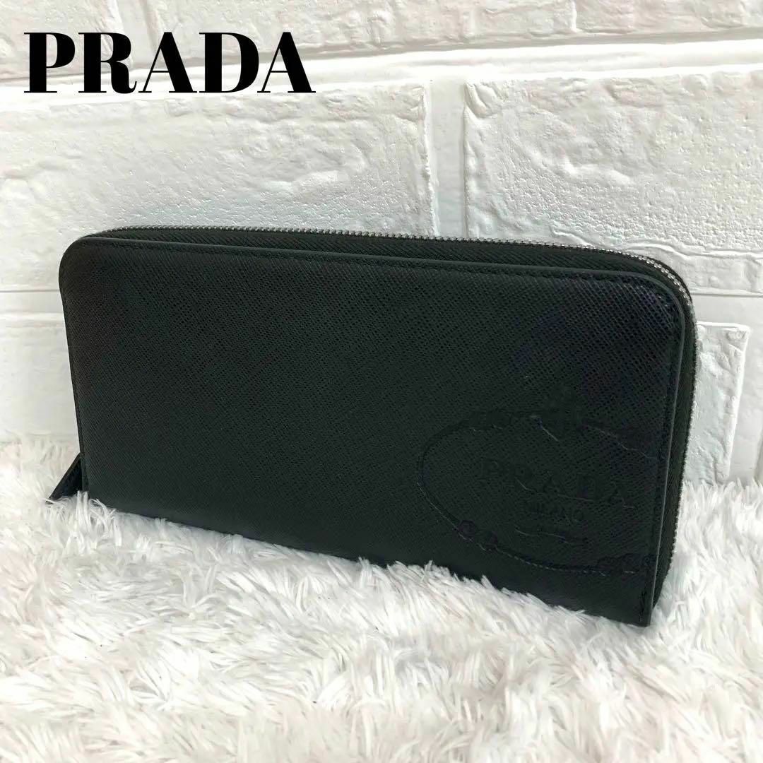 PRADA - 極美品✨プラダ 長財布 ブラック ラウンドジップ サフィアーノ 
