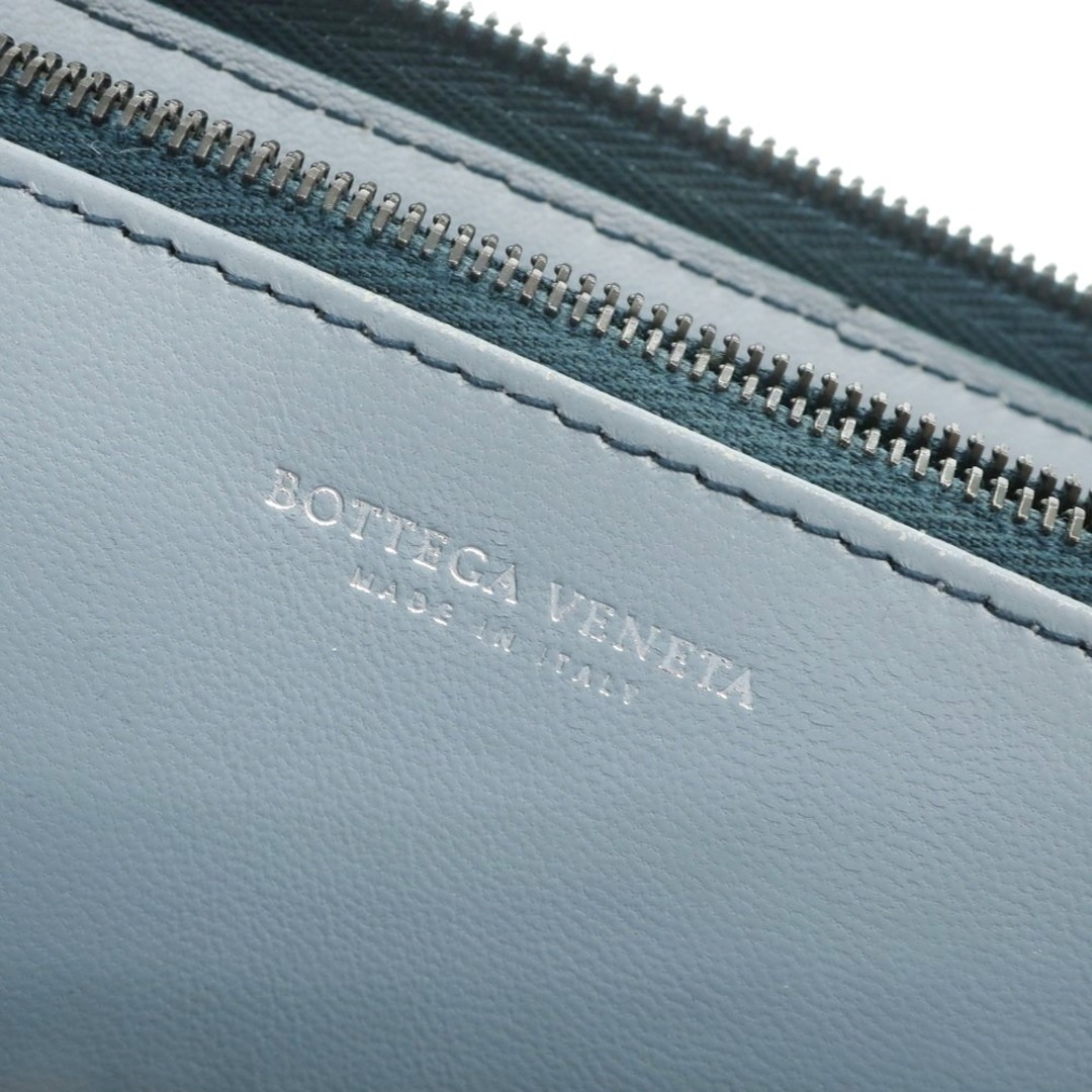 【中古】ボッテガヴェネタ BOTTEGAVENETA イントレチャートレザー ジップアラウンド 長財布 グリーンブルー【メンズ】 メンズのファッション小物(長財布)の商品写真