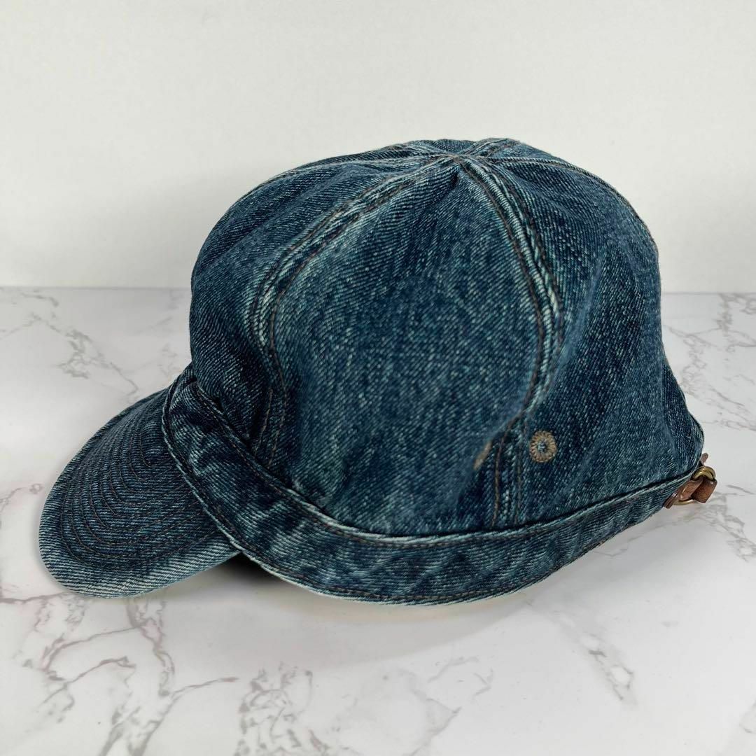 RRL デニム キャップ 帽子 インディゴ 本革アジャスター エンジニア ワーク