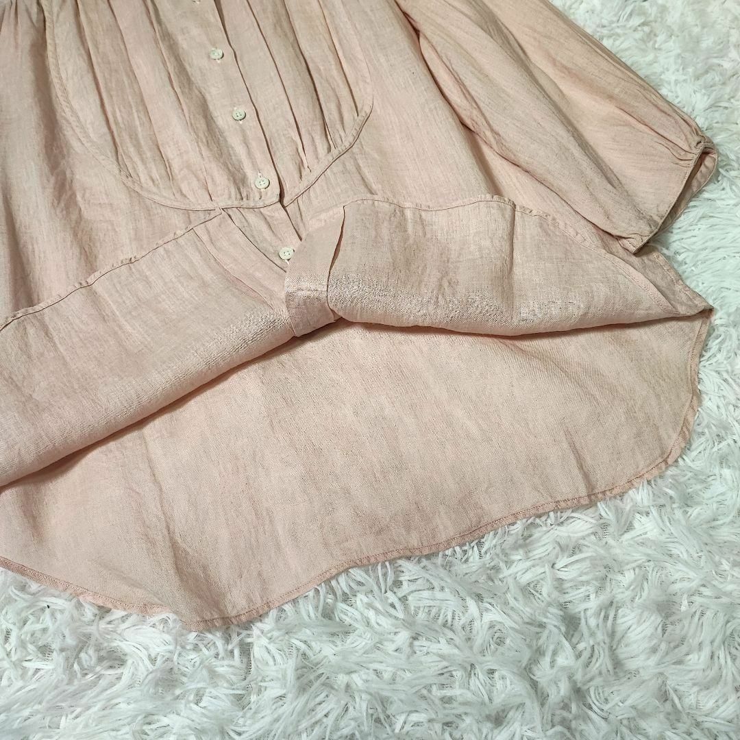 美品✨マーガレットハウエル リネン ピンク フリル 大きいサイズ シャツ