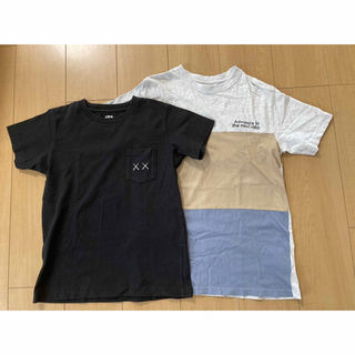ユニクロ(UNIQLO)の【訳あり】Tシャツ　2枚セット　140(黒ユニクロ)と160cm  男の子(Tシャツ/カットソー)