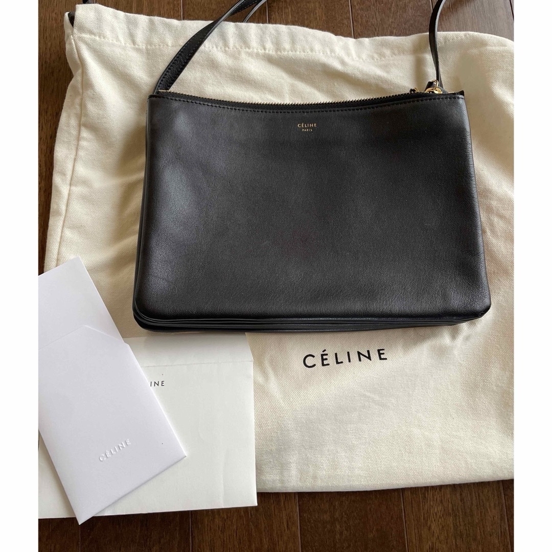 CELINE トリオ ラージ ブラック ショルダーバッグ