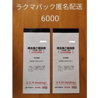 ユナイテッドスーパーマーケット株主優待券6000円【送料込　即購入可】(ショッピング)