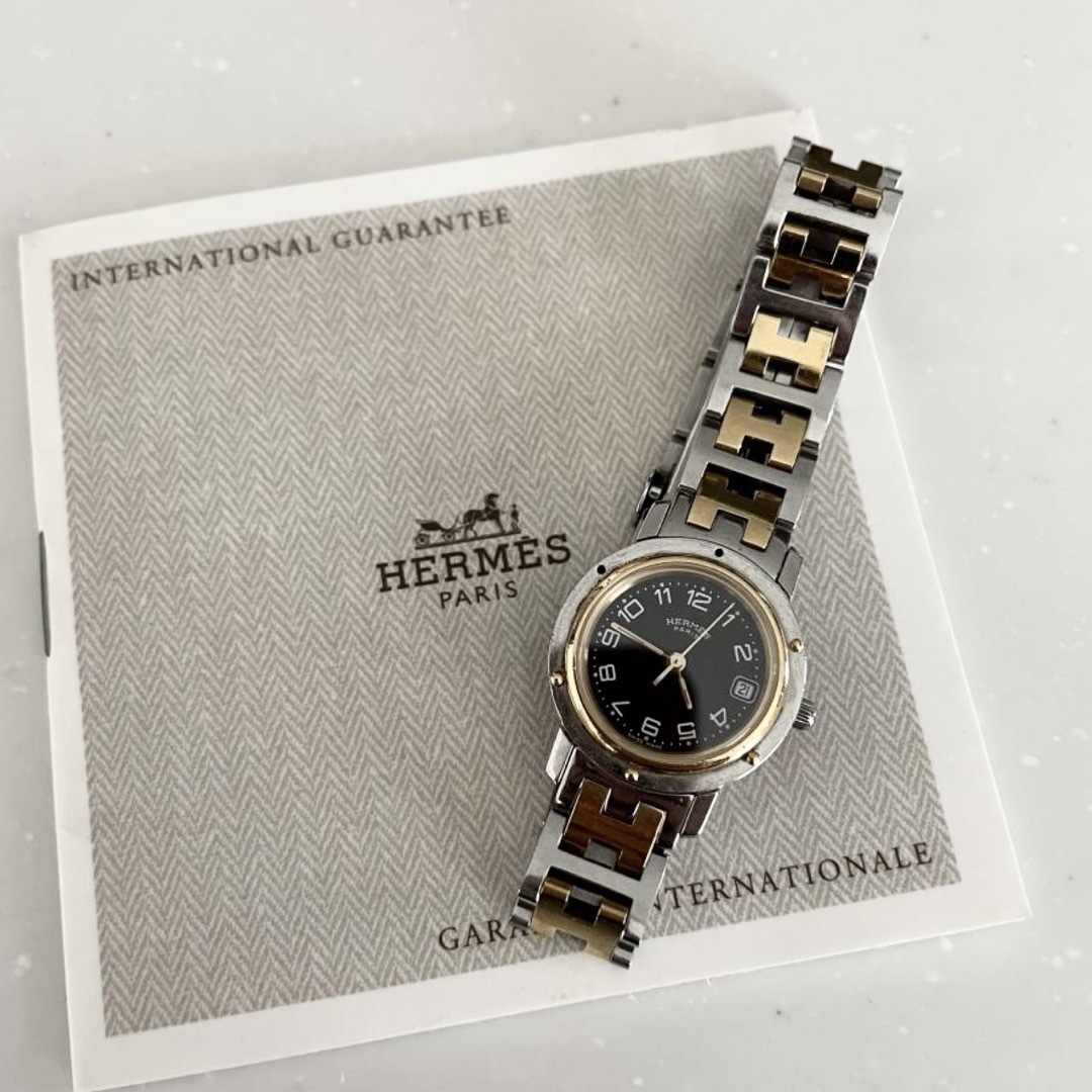 Hermes - 正規品 HERMES エルメス 腕時計 クリッパー コンビ 黒文字盤 ...