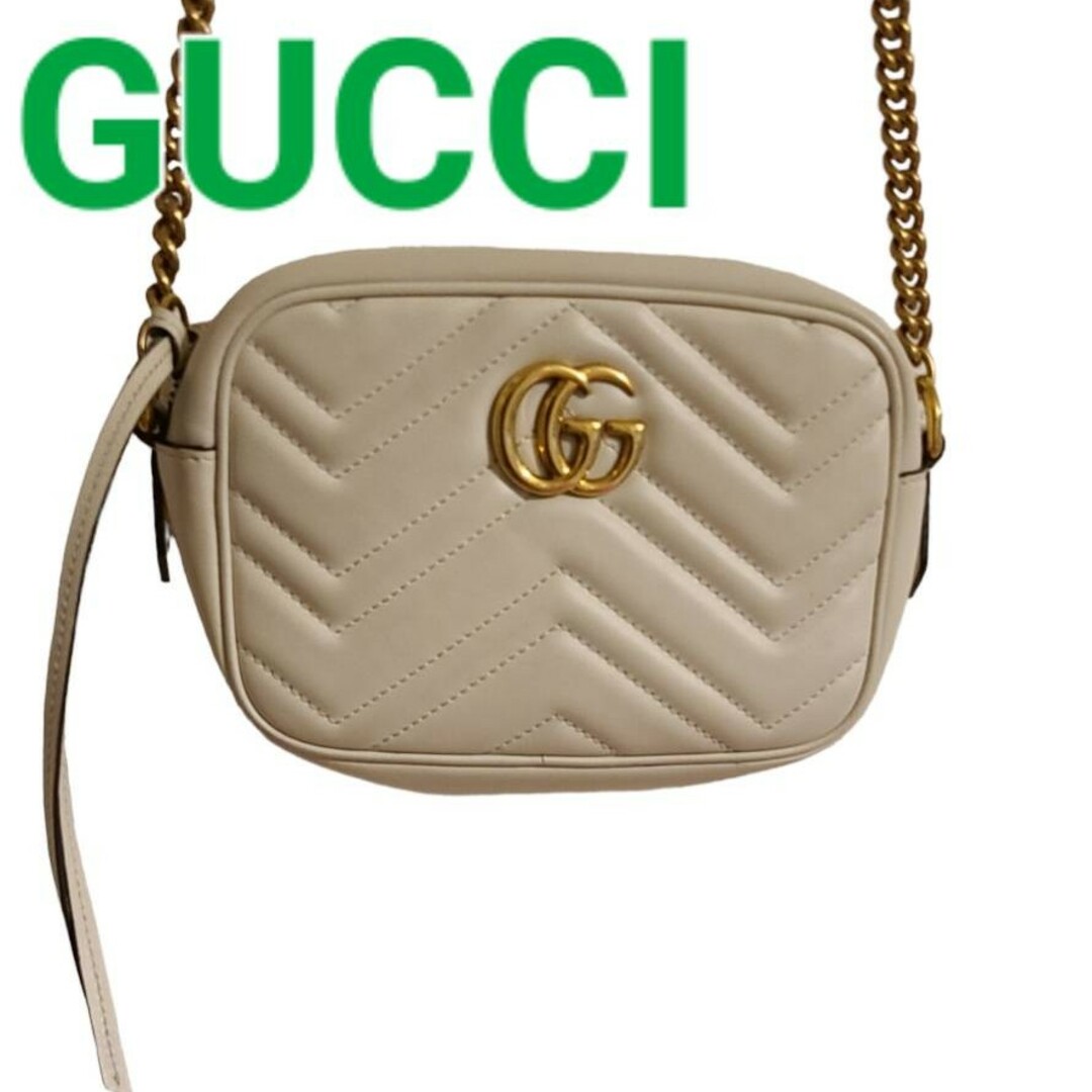 Gucci(グッチ)のGUCCI グッチGGマーモント ミニ ショルダーバッグアイボリー レディースのバッグ(ショルダーバッグ)の商品写真