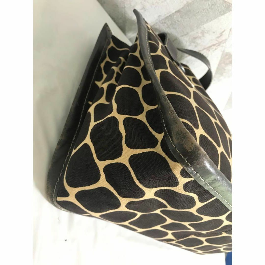【良品】kate spade キャンバス キリン アニマル トート ハンドバッグ