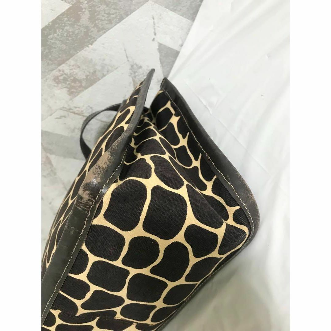 【良品】kate spade キャンバス キリン アニマル トート ハンドバッグ
