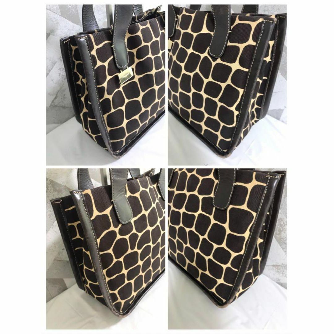 【良品】kate spade キャンバス キリン アニマル トート ハンドバッグ