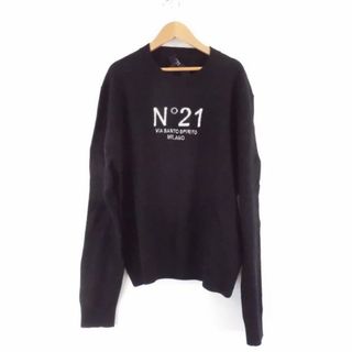 ヌメロヴェントゥーノ(N°21)の美品 N°21 ヌメロヴェントゥーノ 21AU-A002-9004 長袖ニット 1点 ブラック 52 ウール100％ レディース AY3805A67 (ニット/セーター)