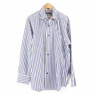 アクアスキュータム(AQUA SCUTUM)の美品 Aquascutum アクアスキュータム 長袖シャツ 1点 ネイビー コットン100% ストライプ メンズ AY3810A67 (シャツ)